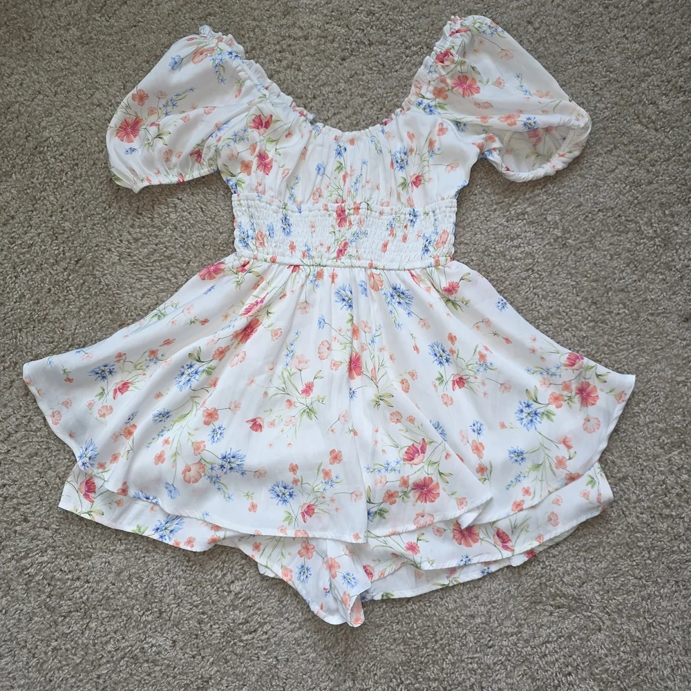 Altar'd State Floral Romper with Puff Sleeves - Picture 2 of 4